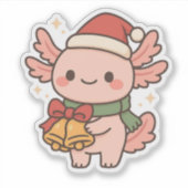 Cute Axolotl Christmas Bells Sticker (Vorderseite)