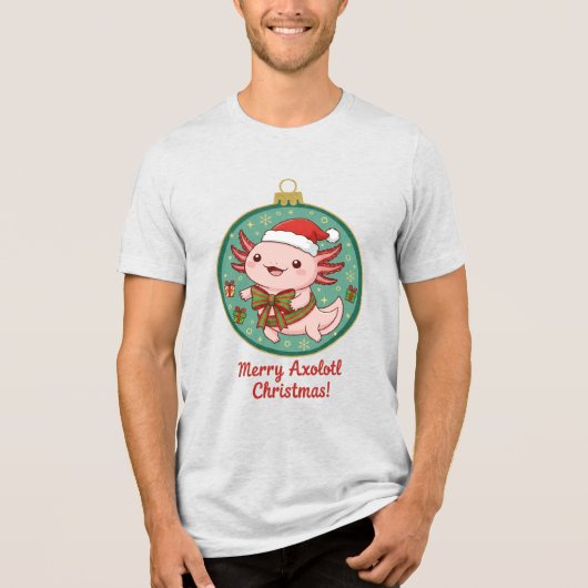 Cute Axolotl Christmas Ornament Unisex T-Shirt Tri-Blend Shirt (Vorderseite)