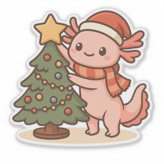 Cute Axolotl Christmas Tree Sticker (Vorderseite)