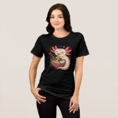 Cute Axolotl Eats Ramen Noodles Tri-Blend Shirt (Vorderseite voll)