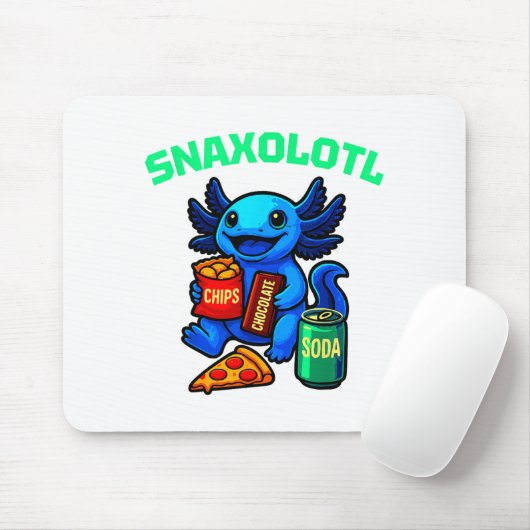 Cute Axolotl Funny Snaxolotl Snacks A Lot Axolotl Mousepad (Mit Mouse)