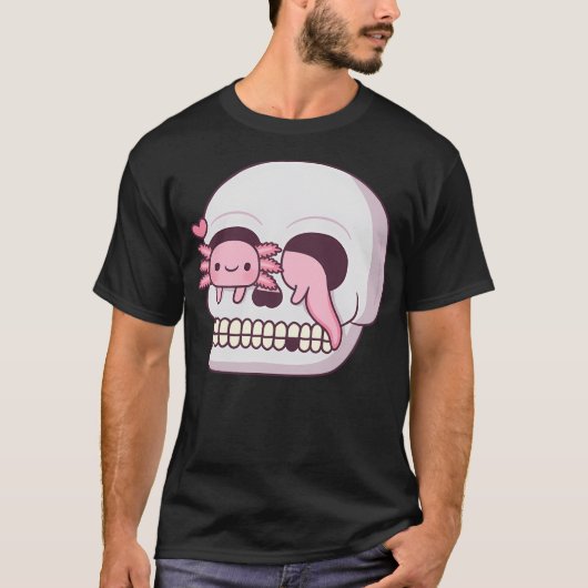 Cute Axolotl In Skull T-Shirt (Vorderseite)