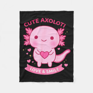 Cute Axolotl Love &amp; Smile Kawaii Heart Animal  Fleecedecke