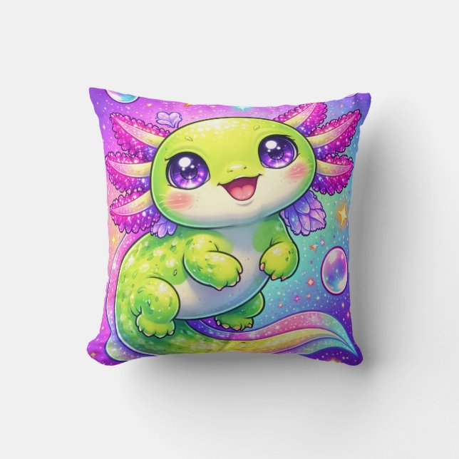 Cute Axolotl Pastel Fantasy Kawaii Creature Art Kissen (Vorderseite)