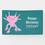 Cute Axolotl Pink Salamander Birthday Party Banner (Horizontal)