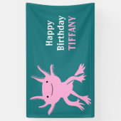 Cute Axolotl Pink Salamander Birthday Party Banner (Vertikal)