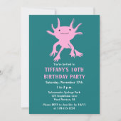 Cute Axolotl Pink Salamander Birthday Party Einladung (Vorderseite)