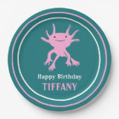 Cute Axolotl Pink Salamander Birthday Party Pappteller (Vorderseite)