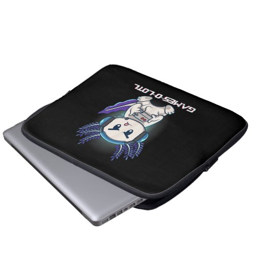 Cute Axolotl Playing Console Video Games Laptopschutzhülle (Vorne Knopf)