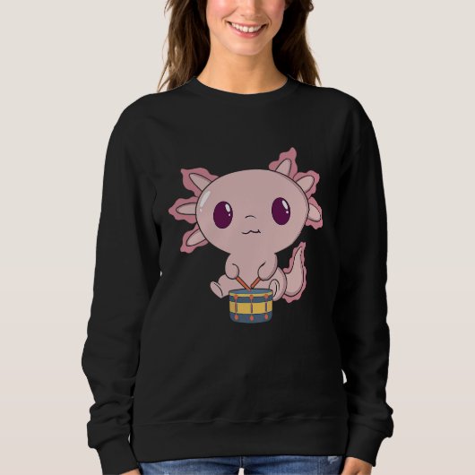 Cute Axolotl Playing Snare Percussion Snare Drumm Sweatshirt (Vorderseite)