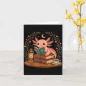 Cute Axolotl Reading Books Cozy Bookworm Karte (Gelbe Blume)