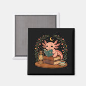Cute Axolotl Reading Books Cozy Bookworm  Magnet (Vorderseite/Rückseite)
