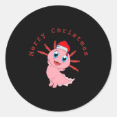Cute Axolotl Santa Merry Christmas T Shirt Runder Aufkleber (Vorderseite)