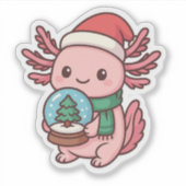 Cute Axolotl Snow Globe Sticker (Vorderseite)