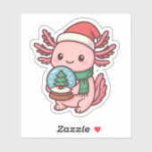 Cute Axolotl Snow Globe Sticker (Blatt)