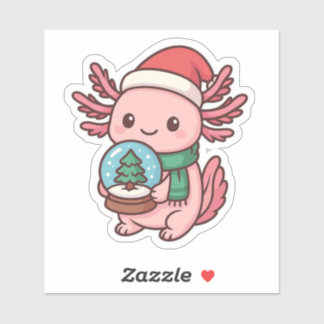Cute Axolotl Snow Globe Sticker
