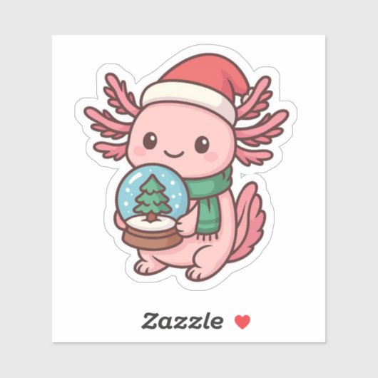 Cute Axolotl Snow Globe Sticker (Blatt)