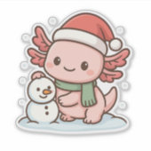 Cute Axolotl Snowman Christmas Sticker (Vorderseite)