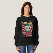 Cute Axolotl Strawberry Kawaii Pastel Retro Sunset Sweatshirt (Vorne ganz)