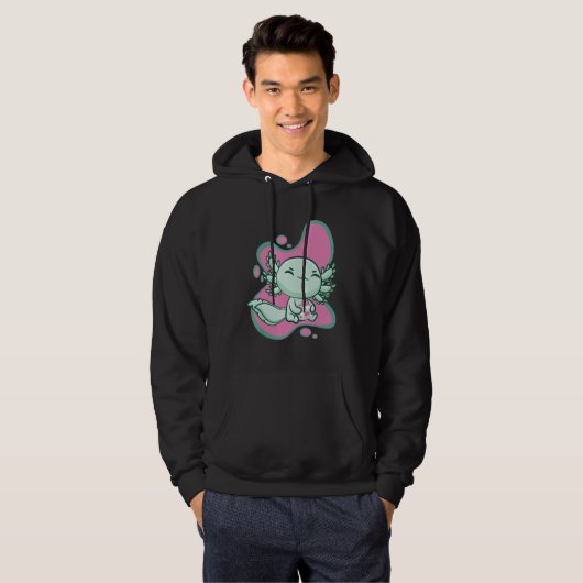 Cute Axolotl With Strawberry Milk And Bubble Tea B Hoodie (Vorne ganz)