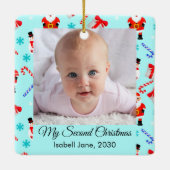 Cute Baby 2nd Christmas Photo Ornament (Rückseite)