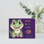 Cute Baby Alligator Mardi Gras Mode On Postkarte (Stehend Vorderseite)