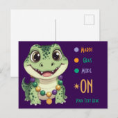 Cute Baby Alligator Mardi Gras Mode On Postkarte (Vorne/Hinten)