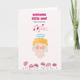 Cute Baby Angel Welcome Little One Card - Watercol Karte