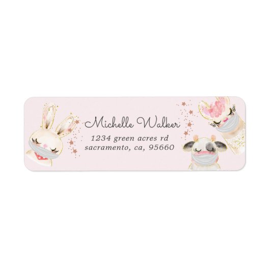 Cute Baby Animals Maskus Cute Return Address (Vorne)