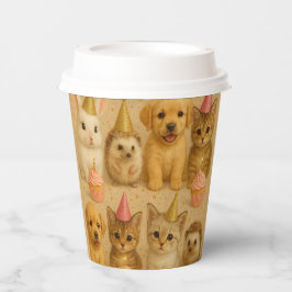 Cute baby animals paper cup. pappbecher