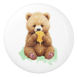 Cute Baby Bear Cup eating Honey Keramikknauf