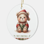 Cute Baby Bear First Christmas Keepsake Photo Keramik Ornament (Links)