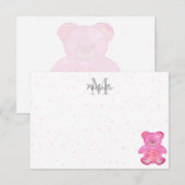 Cute Baby Bear In Pink Personalized Mitteilungskarte (Vorne/Hinten)