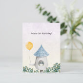Cute Baby Bird With Yellow Balloon Invitation Postkarte (Stehend Vorderseite)