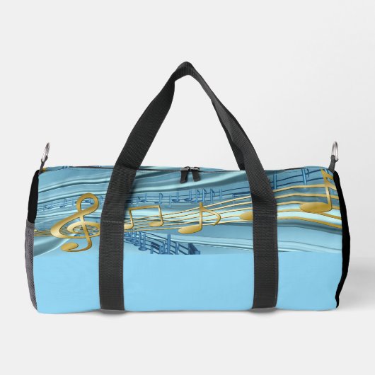 Cute Baby Blue Musical Notes Duffle Bag (Rückseite)