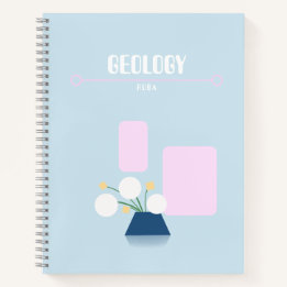 Cute baby blue notebook with geometric flowers  notizblock