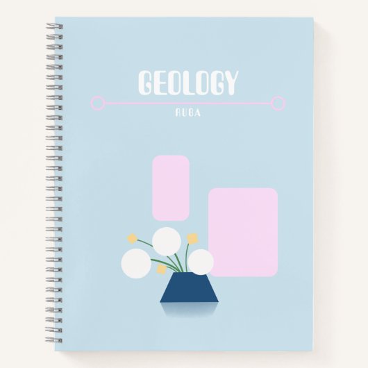 Cute baby blue notebook with geometric flowers  notizblock (Vorderseite)