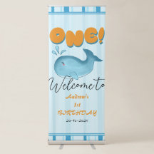 Cute Baby Blue Whale 1st Birthday