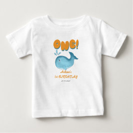 Cute Baby Blue Whale 1st Birthday Baby T-shirt