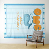 Cute Baby Blue Whale 1st Birthday Backdrop Wandteppich (Beispiel (Horizontal))