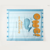 Cute Baby Blue Whale 1st Birthday Backdrop Wandteppich (Vorderseite (Horizontal))