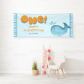 Cute Baby Blue Whale 1st Birthday Banner (Insitu)