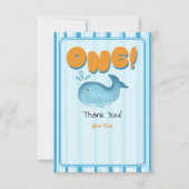 Cute Baby Blue Whale 1st Birthday Dankeskarte (Vorderseite)