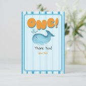 Cute Baby Blue Whale 1st Birthday Dankeskarte (Stehend Vorderseite)