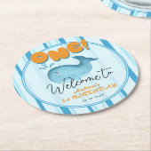 Cute Baby Blue Whale 1st Birthday Runder Pappuntersetzer (Angewinkelt)