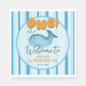 Cute Baby Blue Whale 1st Birthday Serviette (Vorderseite)