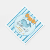 Cute Baby Blue Whale 1st Birthday Serviette (Ecke)