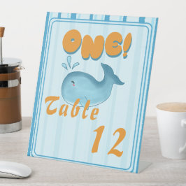 Cute Baby Blue Whale 1st Birthday Table Numbers Sockelschild