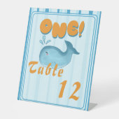 Cute Baby Blue Whale 1st Birthday Table Numbers Sockelschild (Vorderseite)