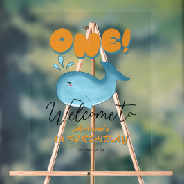 Cute Baby Blue Whale 1st Birthday Welcome Acrylschild